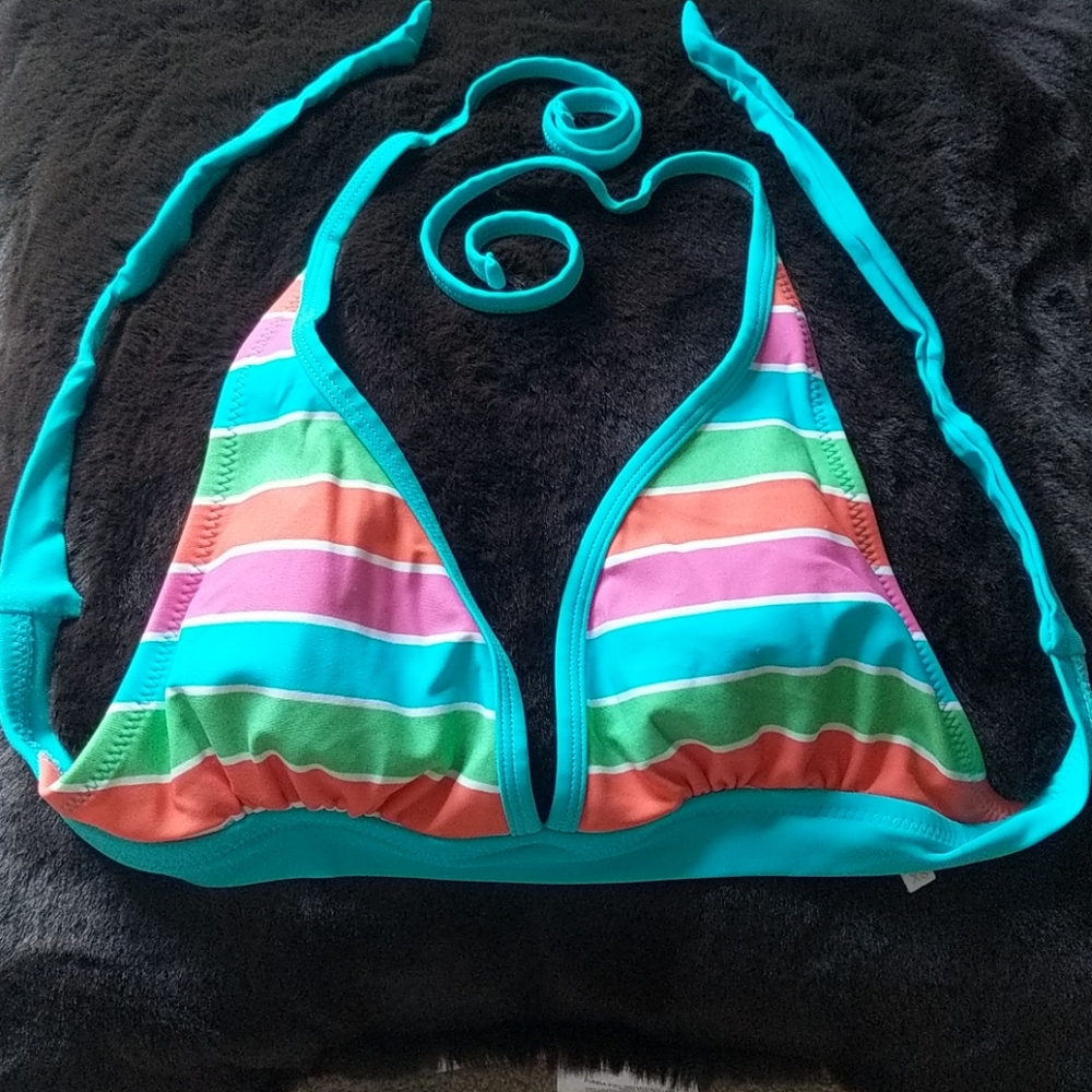 Aeropostale Striped Triangle Bikini Top